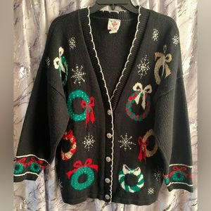 Vintage ugly Christmas sweater button up cardigan